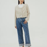 BELA LIGHT BEIGE CROP BLAZER