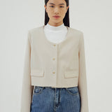 BELA LIGHT BEIGE CROP BLAZER
