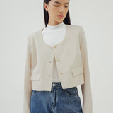 BELA LIGHT BEIGE CROP BLAZER