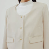BELA LIGHT BEIGE CROP BLAZER