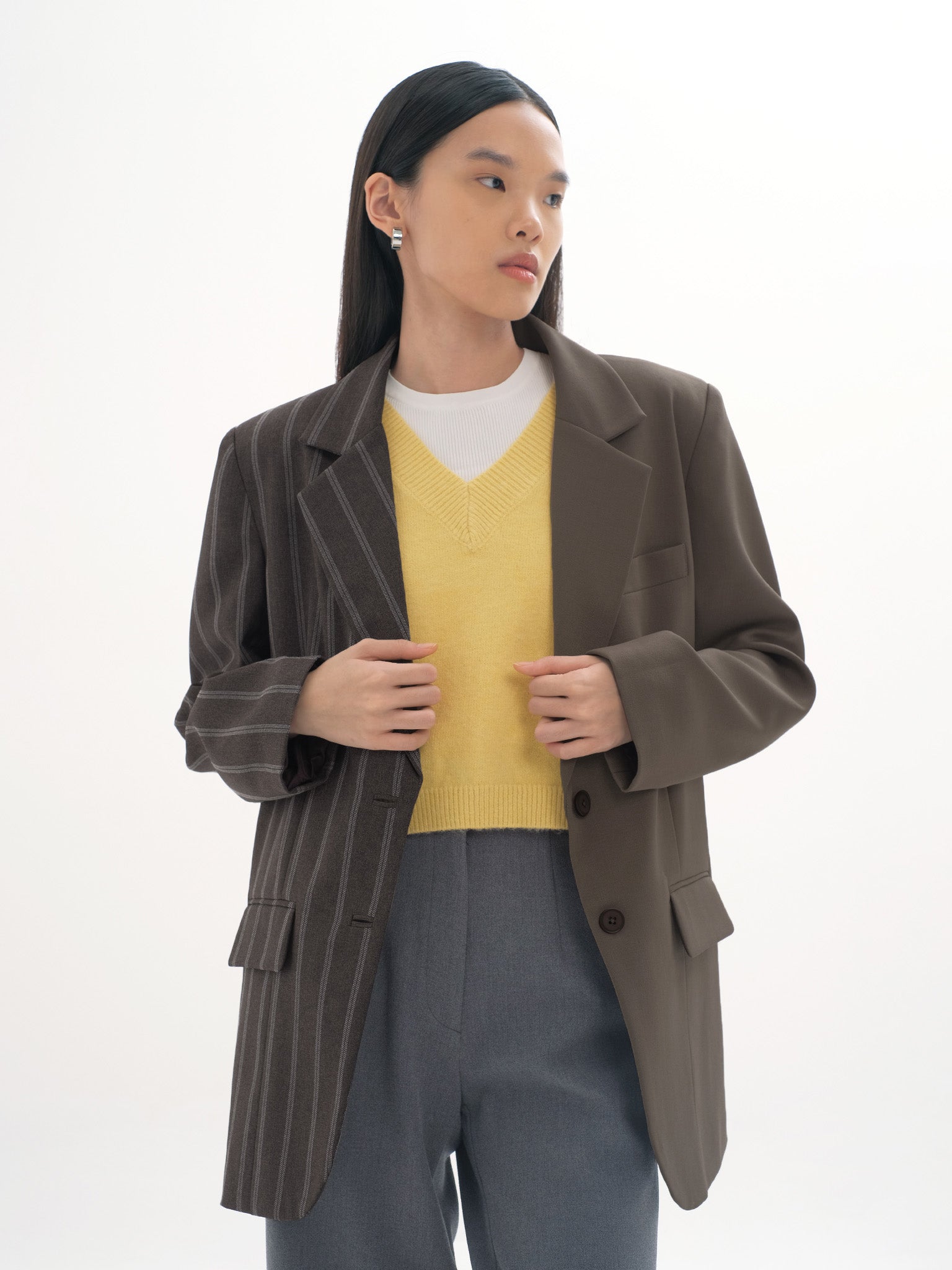 UPCYCLED DUAL OVERSIZED BLAZER IN BROWN â BLZR.ID