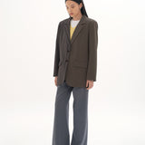 UPCYCLED DUAL OVERSIZED BLAZER IN BROWN