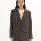 UPCYCLED DUAL OVERSIZED BLAZER IN BROWN