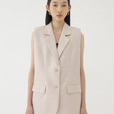 🌳 LINEN OVERSIZED VEST IN BEIGE