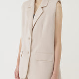 🌳 LINEN OVERSIZED VEST IN BEIGE