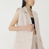 🌳 LINEN OVERSIZED VEST IN BEIGE