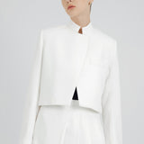 MANDARIN CROP BLAZER IN WHITE
