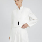 MANDARIN CROP BLAZER IN WHITE