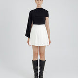 SEMI-PLEATED SKORT IN WHITE