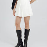 SEMI-PLEATED SKORT IN WHITE