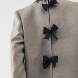 SIDIK JARI – BACK BOW OVERSIZED BLAZER IN KHAKI