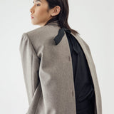 SIDIK JARI – BACK BOW OVERSIZED BLAZER IN KHAKI