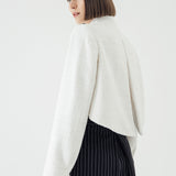 SIDIK JARI – SLIT CROP BLAZER IN WHITE