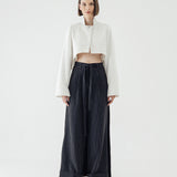 SIDIK JARI – SLIT CROP BLAZER IN WHITE