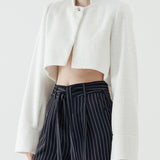 SIDIK JARI – SLIT CROP BLAZER IN WHITE