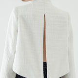 SIDIK JARI – SLIT CROP BLAZER IN WHITE