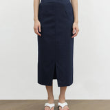 SLIT SKIRT IN SOFT DENIM
