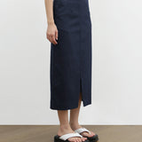 SLIT SKIRT IN SOFT DENIM