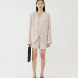 🌳 LINEN RIBBON OVERSIZED BLAZER IN BEIGE