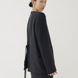 🌳 LINEN RIBBON OVERSIZED BLAZER IN BLACK