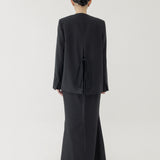 🌳 LINEN RIBBON OVERSIZED BLAZER IN BLACK
