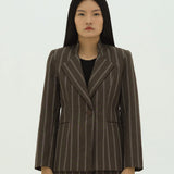 GRETA BROWN STRIPE BLAZER