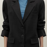 YOON RUCHED SLEEVE BLAZER IN BLACK