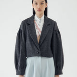 SIDIK JARI – BISHOP SLEEVE BLAZER IN DARK GREY