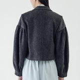 SIDIK JARI – BISHOP SLEEVE BLAZER IN DARK GREY