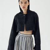 SIDIK JARI – SLIT CROP BLAZER IN BLACK