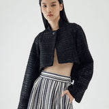 SIDIK JARI – SLIT CROP BLAZER IN BLACK