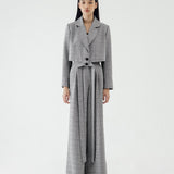 SIDIK JARI – TIED CROP BLAZER IN HOUNDSTOOTH