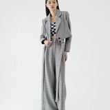SIDIK JARI – TIED CROP BLAZER IN HOUNDSTOOTH