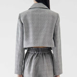SIDIK JARI – TIED CROP BLAZER IN HOUNDSTOOTH