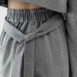 SIDIK JARI – TIED CROP BLAZER IN HOUNDSTOOTH