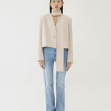 🌳 LINEN SCARF BLAZER IN BEIGE
