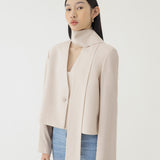 🌳 LINEN SCARF BLAZER IN BEIGE