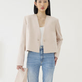 🌳 LINEN SCARF BLAZER IN BEIGE