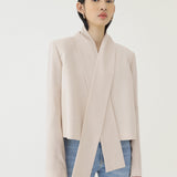 🌳 LINEN SCARF BLAZER IN BEIGE