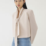 🌳 LINEN SCARF BLAZER IN BEIGE