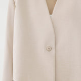 🌳 LINEN SCARF BLAZER IN BEIGE