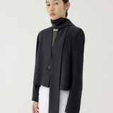 🌳 LINEN SCARF BLAZER IN BLACK