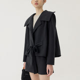 🌳 LINEN SAILOR COAT IN BLACK