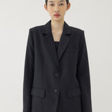 π³ LINEN OVERSIZED BLAZER IN BLACK