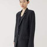π³ LINEN OVERSIZED BLAZER IN BLACK