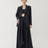 π³ LINEN OVERSIZED BLAZER IN BLACK