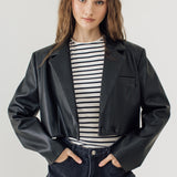 BI LEATHER CROP BLAZER