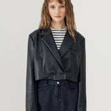 BI LEATHER CROP BLAZER