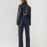 BI LEATHER CROP BLAZER