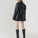 BI BLACK LEATHER OVERSIZED BLAZER